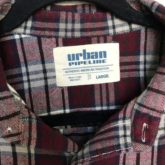 Urban Pipeline Red Maroon Plaid Button Down Shirt - Picture 2 of 4